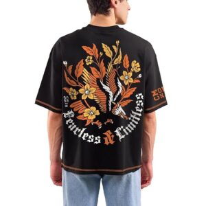 Fearless and Limitless Printed Graphic Oversized T-Shirt - Black
